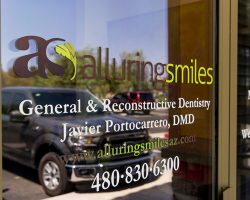 Outdoor Alluring Smiles Name Banner in Mesa, AZ - Dr. Javier Portocarrero